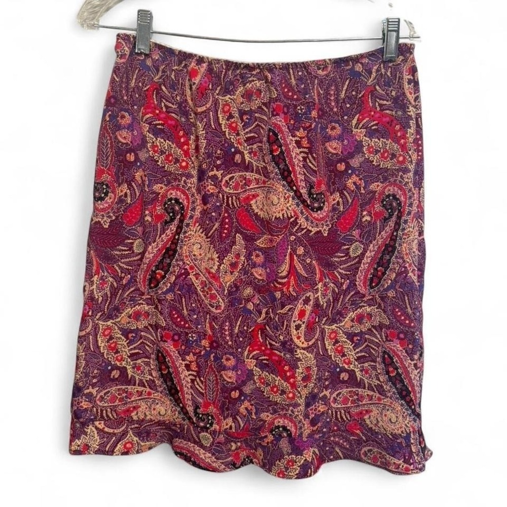 Tracy‎ Evans purple paisley skirt. Lace trim and bow on top, ruffle bottom y2k